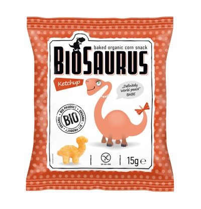 Chrupki Kukurydziane o smaku Ketchupowym bezglutenowe BIO 15g - BioSaurus