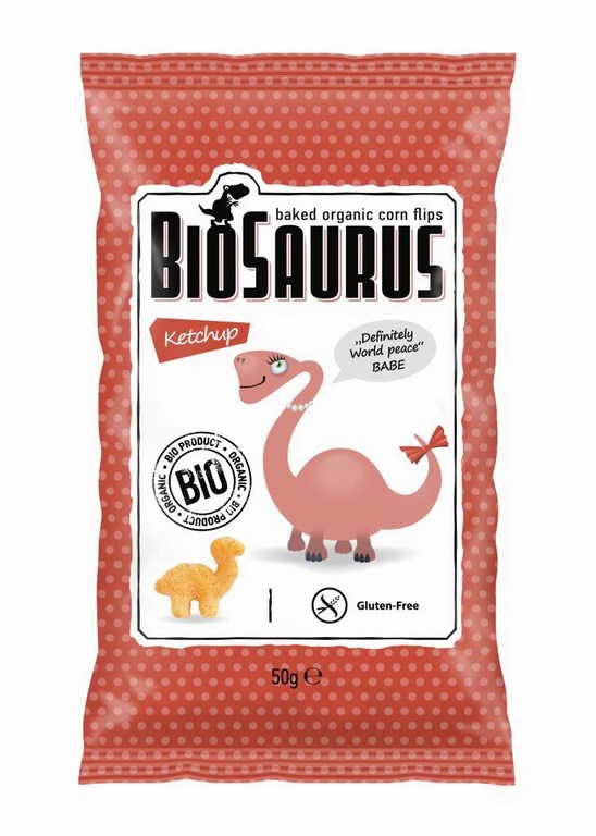 Chrupki Kukurydziane o Smaku Ketchupowym bezglutenowe BIO 50g - BioSaurus