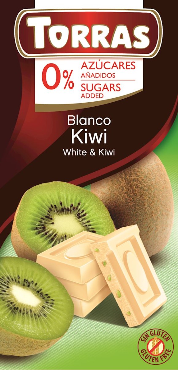 Czekolada Biała z Kiwi bez dodatku cukru 75g - Torras