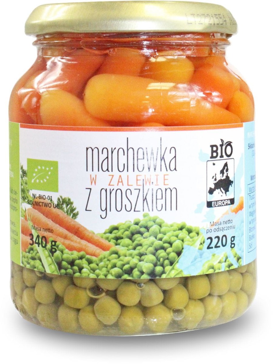 Marchewka z Groszkiem w zalewie w słoiku BIO 220g - Bio Europa