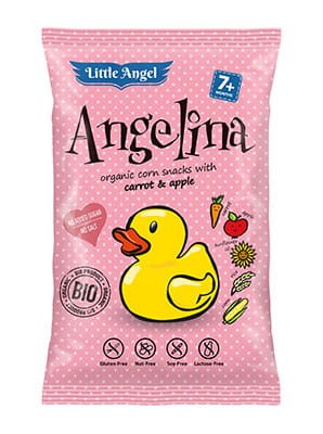 Chrupki Kukurydziane Mini Marchew i Jabłko od 7 miesiąca bezglutenowe BIO 30g - Angelina