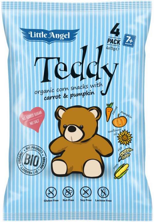 Chrupki Kukurydziane Marchew i Dynia od 7 miesiąca bezglutenowe BIO 60g - Teddy