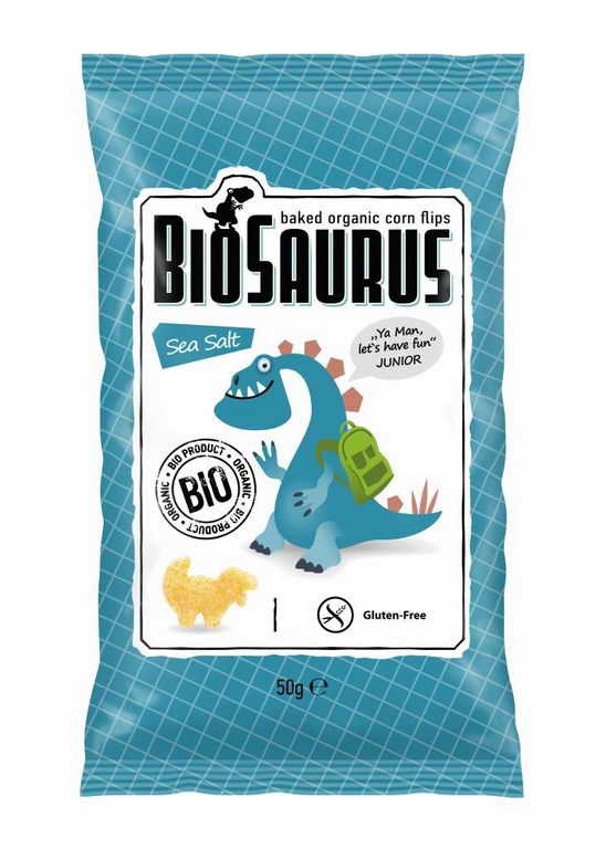 Chrupki Kukurydziane z Solą Morską bezglutenowe BIO 50g - BioSaurus