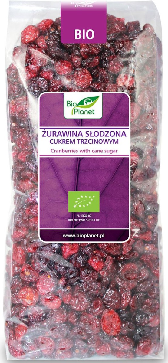 Żurawina Słodzona Cukrem Trzcinowym BIO 1kg - Bio Planet