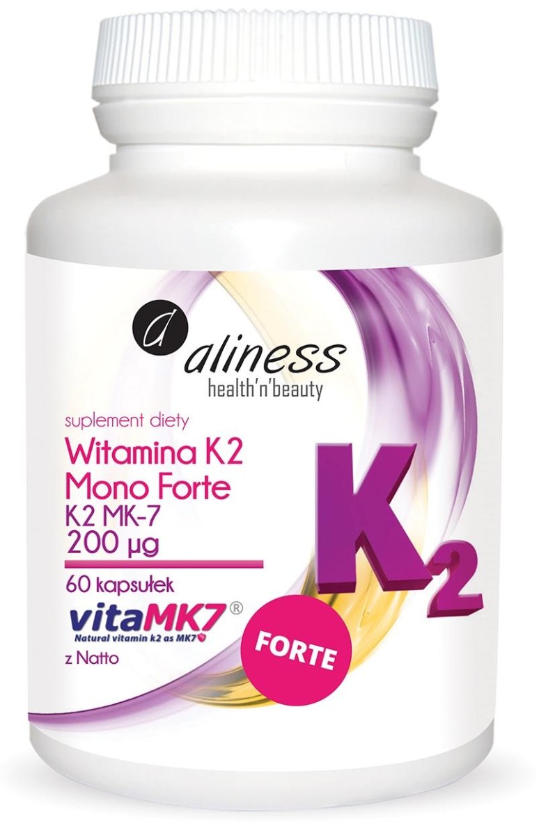 Witamina K2 MonoFORTE MK-7 200 µg z Natto 60 Kapsułek - Aliness